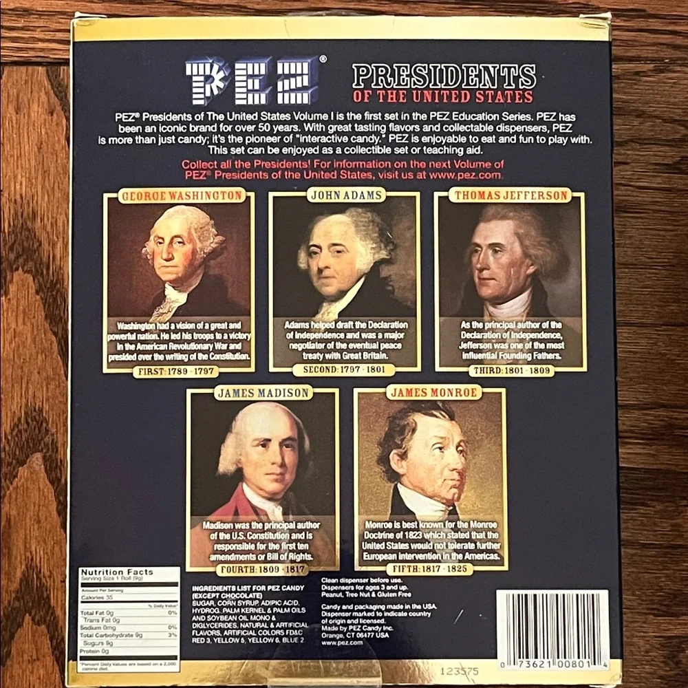 PEZ Presidents of the United States Candy Dispensers Set Vol. 1